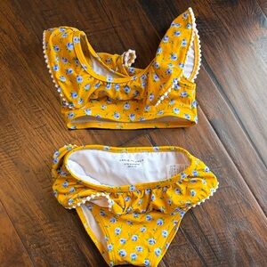 Janie and Jack Yellow Floral Ruffle Bikini Set